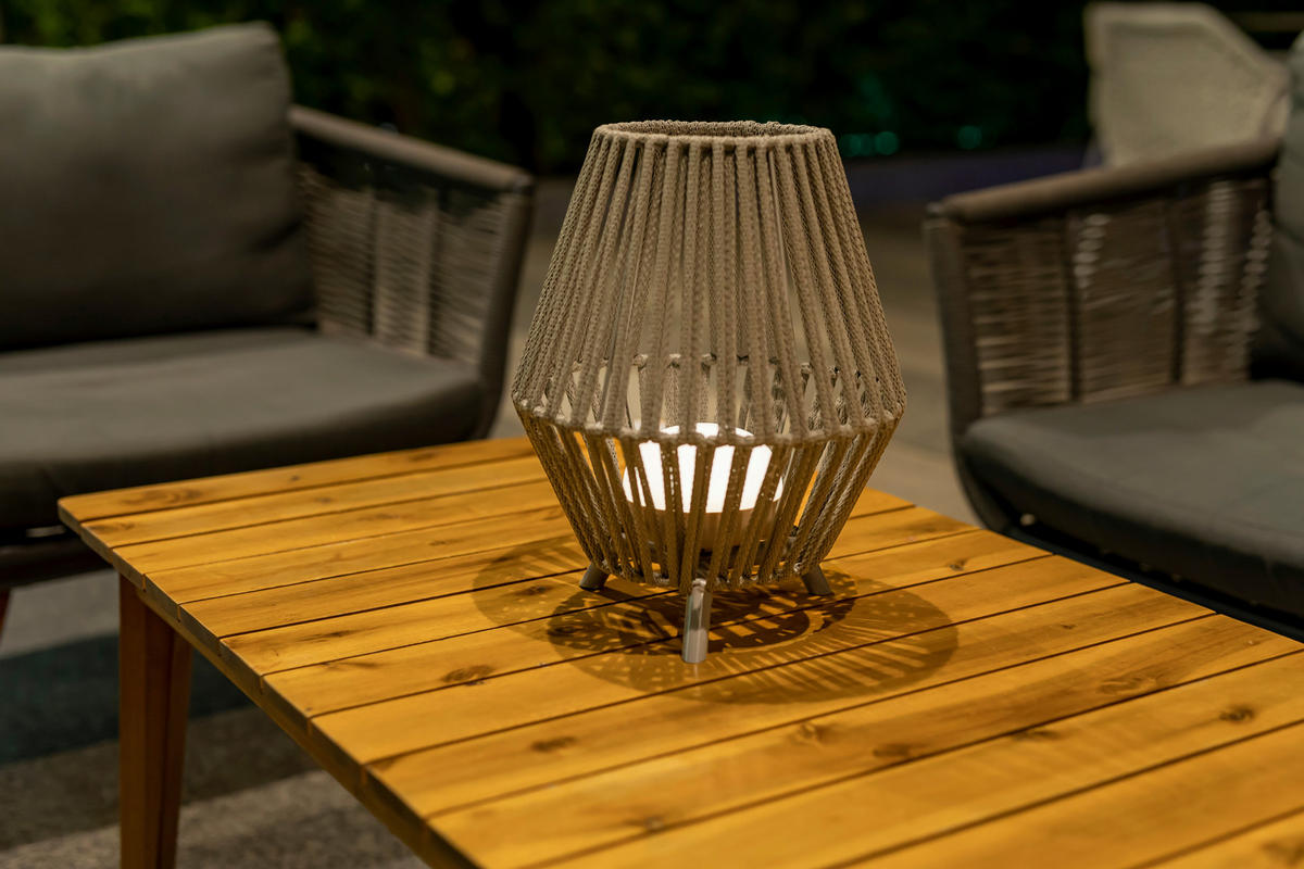 NewGarden LED-Tischleuchte taupe Kunststoff B/H/L: ca. 25,5x32,5x25,5 cm 1 Brennstellen CONTA 30 - taupe (25,50/25,50/32,50cm) - NewGarden