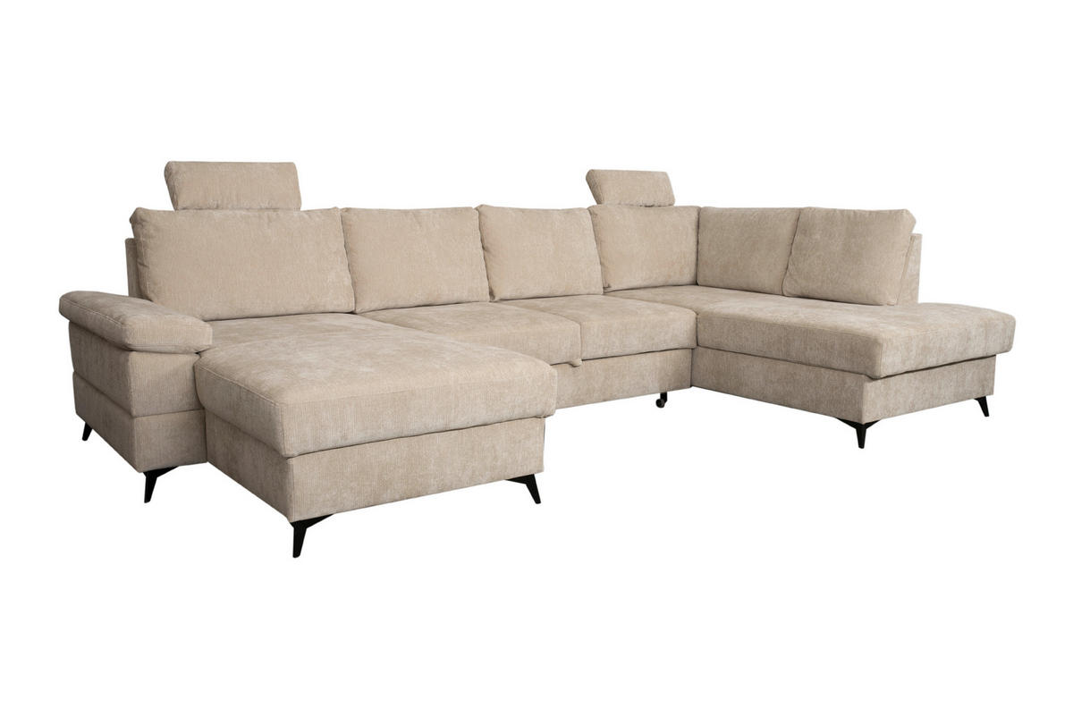 Wohnlandschaft Sara U beige Microfaser B/H/T: ca. 333x87x189 cm Sara U - beige/schwarz (333,00/87,00/189,00cm)