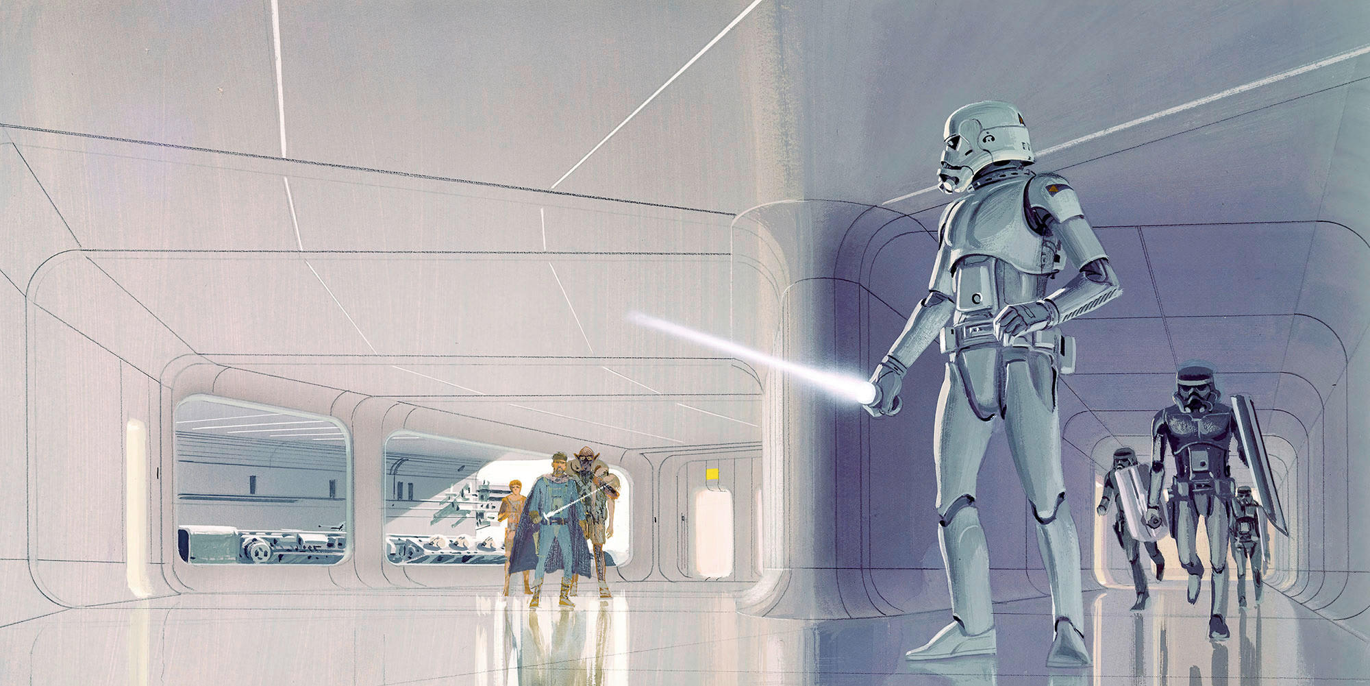 Komar Fototapete Star Wars RMQ Stormtrooper Hallway weiß B/H: ca. 500x250 cm