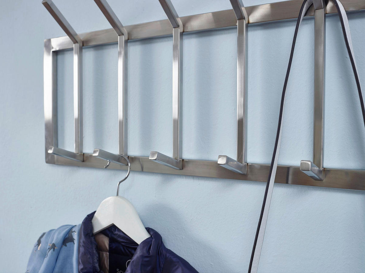 Garderobe Stahl poliert B/H/T: ca. 65x30x10 cm Garderobe - Stahl (65,00/30,00/10,00cm) - Wohnling
