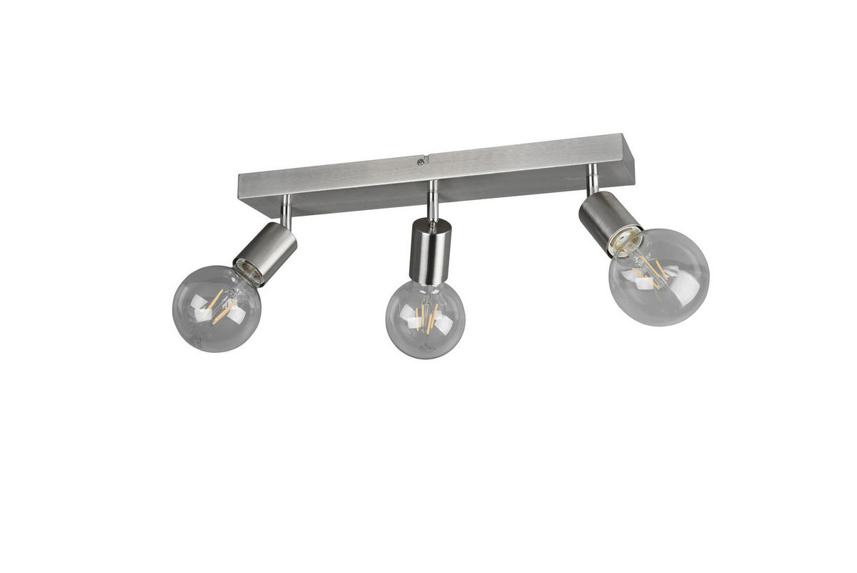 Reality Spotbalken R80183007 Vannes nickel matt Metall B/H/T: ca. 44x12x9 cm E27 3 Brennstellen Vannes - nickel matt (44,00/12,00/9,00cm) - Reality