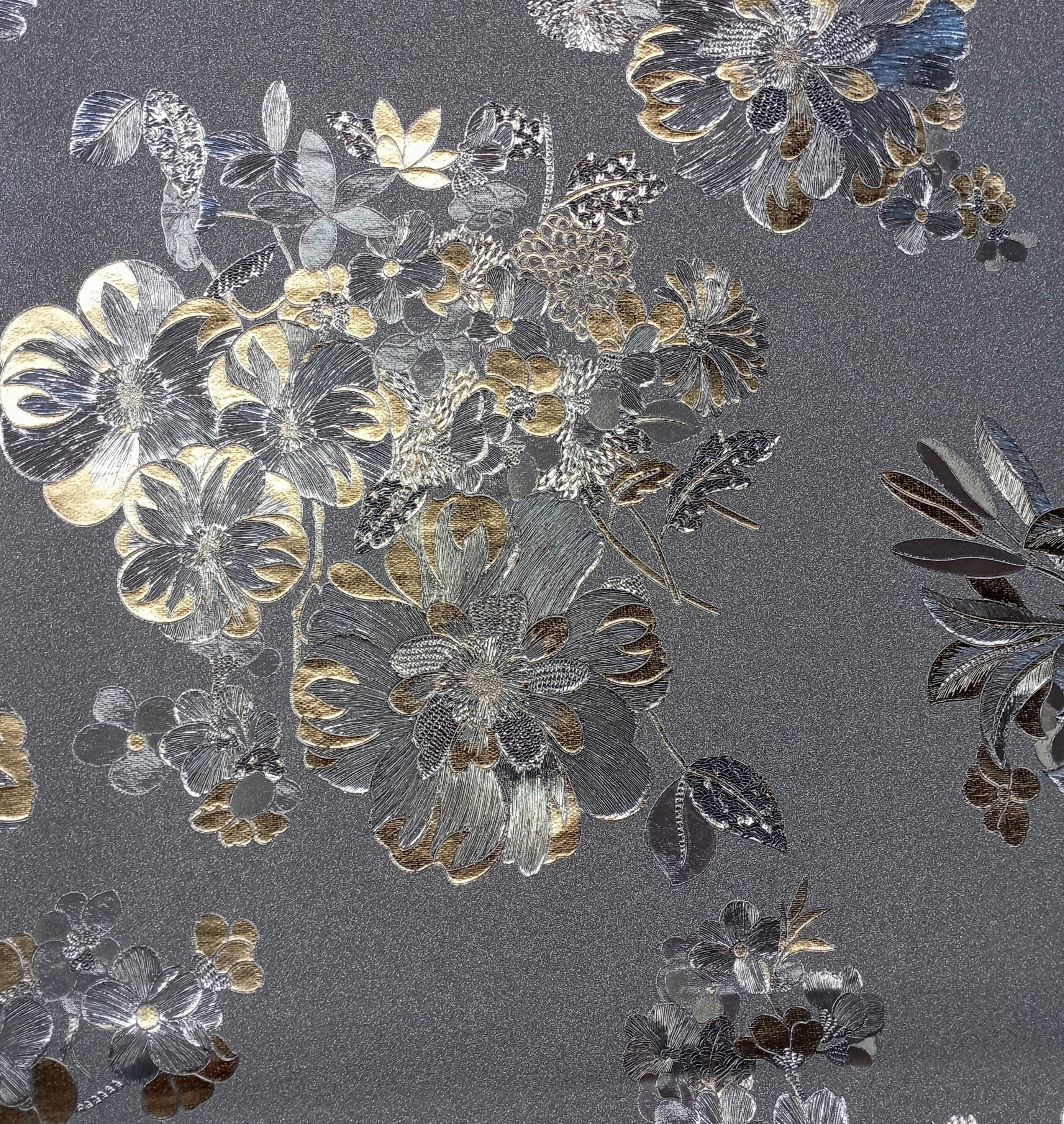 Milano Abwaschbarer Tischbelag Satomi Blume silber B: ca. 140 cm Satomi Blume - gold/silber (140,00cm) - Milano