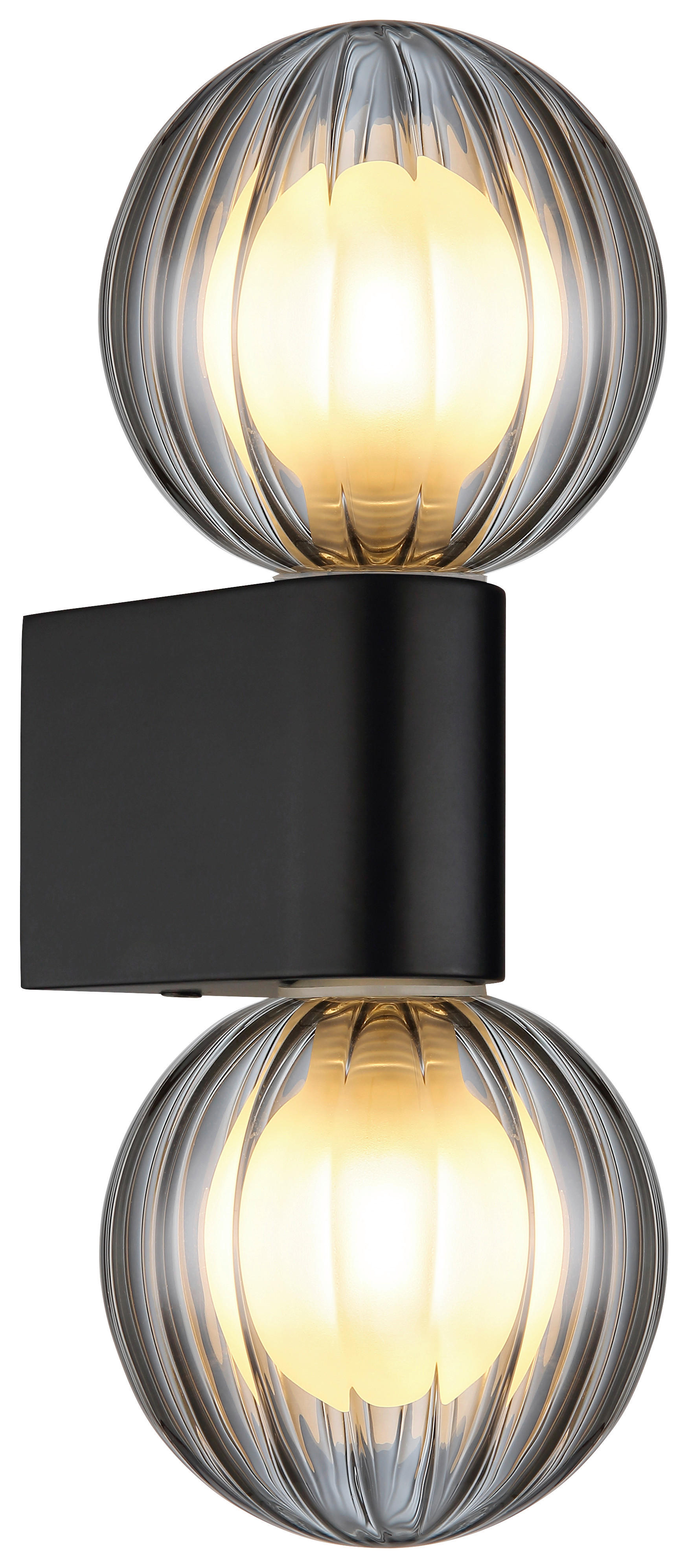 GLOBO LED-Wandleuchte Rauch schwarz Glas Aluminium B/H: ca. 10x26,5 cm 2 Brennstellen ANDER - schwarz/Rauch (10,00/26,50cm) - GLOBO