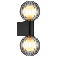 GLOBO LED-Wandleuchte Rauch schwarz Glas Aluminium B/H: ca. 10x26,5 cm 2 Brennstellen ANDER - schwarz/Rauch (10,00/26,50cm) - GLOBO
