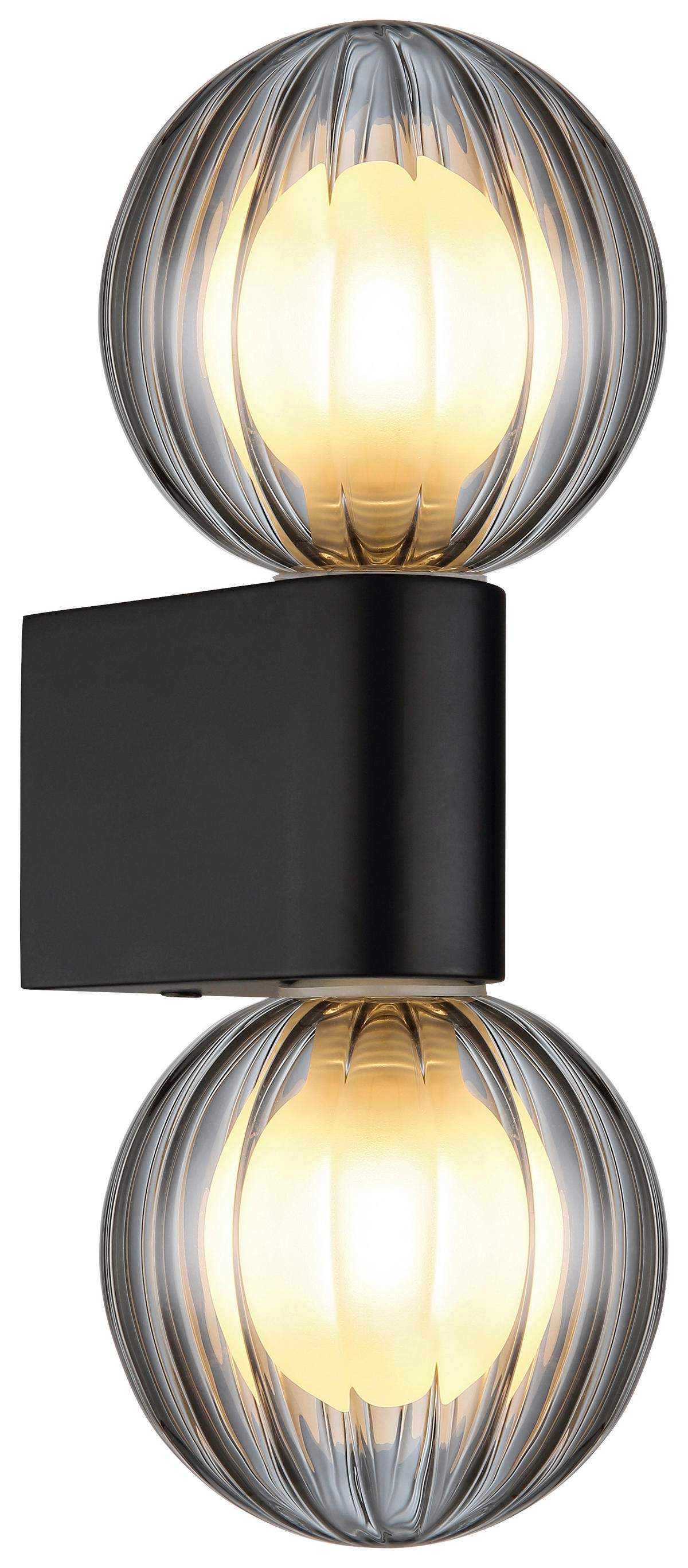 GLOBO LED-Wandleuchte Rauch schwarz Glas Aluminium B/H: ca. 10x26,5 cm 2 Brennstellen ANDER - schwarz/Rauch (10,00/26,50cm) - GLOBO