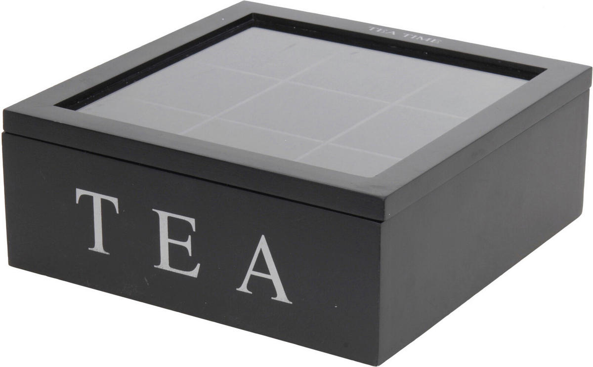Teebox schwarz MDF B/H/L: ca. 23x9x23 cm Teebox - schwarz (23,00/23,00/9,00cm)