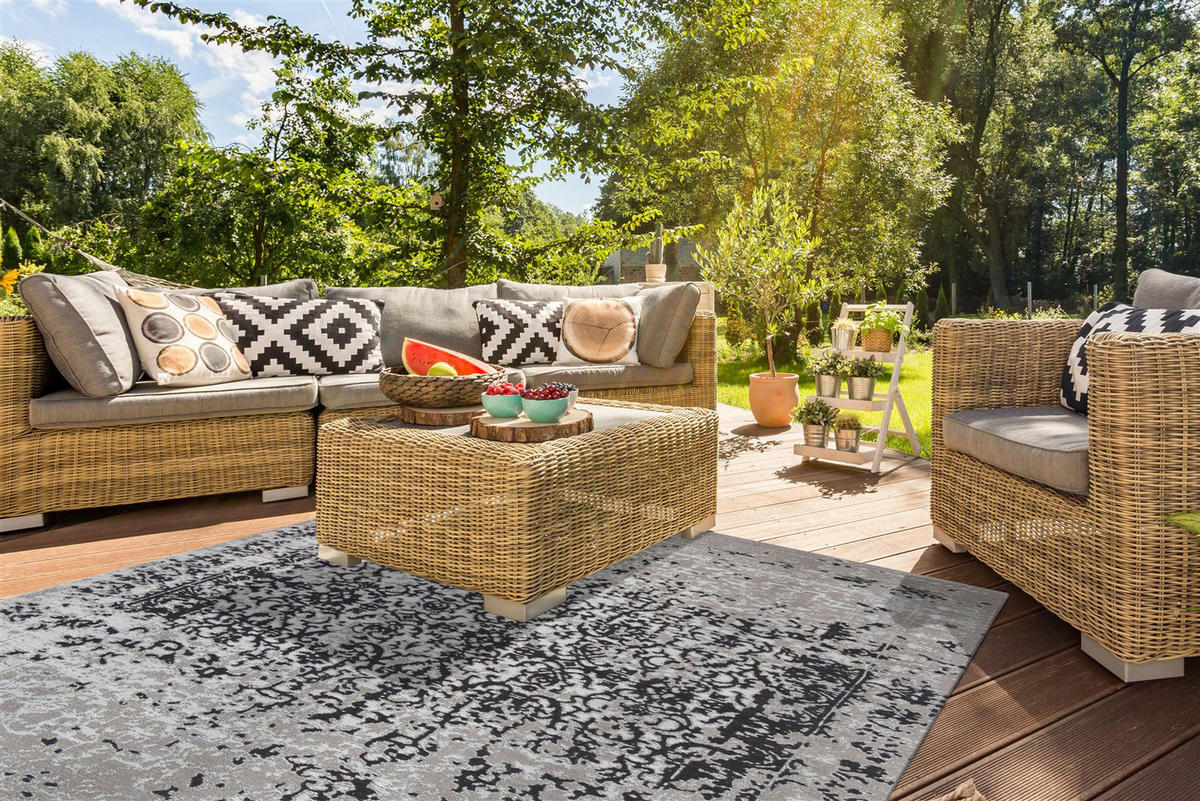 Kayoom Flachgewebeteppich Sunny 310 schwarz B/L: ca. 80x150 cm Sunny 310 - beige/schwarz (80,00/150,00cm) - Kayoom