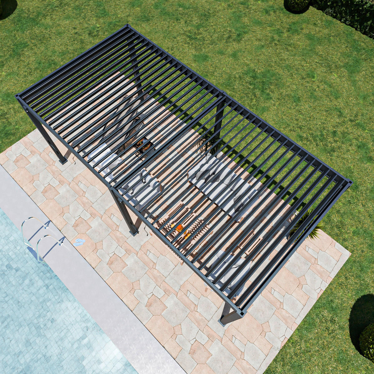 PergoLine Pergola Superior anthrazit Aluminium B/H/L: ca. 600x255x300 cm Superior - anthrazit (300,00/600,00/255,00cm) - PergoLine