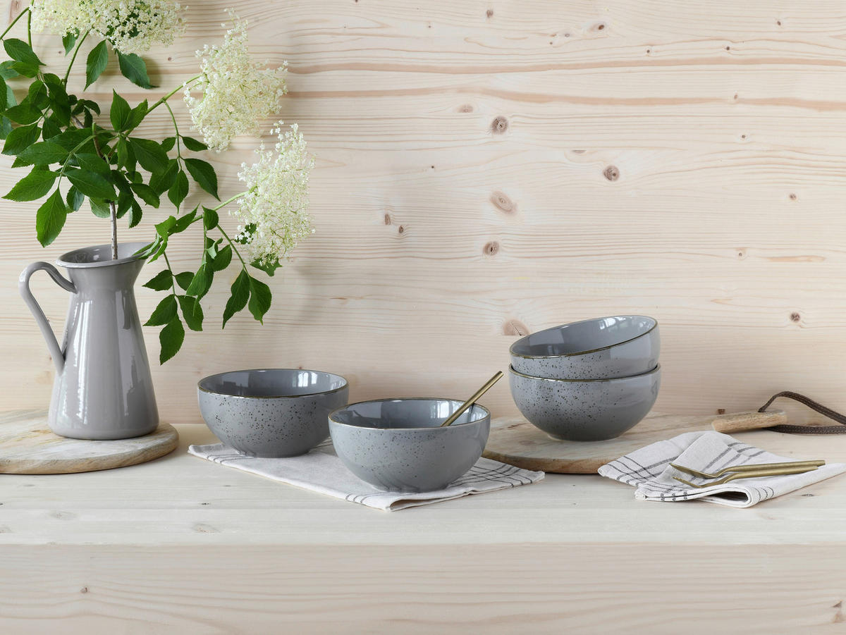 CreaTable Schüssel-Set Nature Collection Stone grau Steinzeug Nature Collection Stone - grau - CreaTable