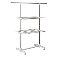 HOMCOM Turmwäscheständer silber Edelstahl H/T/L: ca. 154x62x136 cm Turmwäscheständer mit 2 Ebenen - silber (136,00cm) - HOMCOM