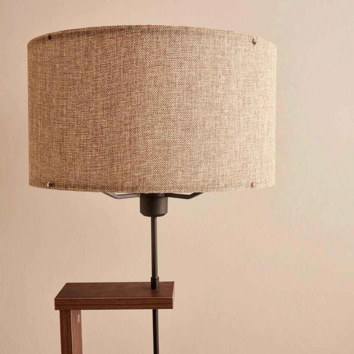 Opviq Stehleuchte beige braun Stoff Holz B/H/T/L/D: ca. 38x150x38x38x38 cm E27 1 Brennstellen AYD - beige/braun (38,00/38,00/150,00cm) - Opviq