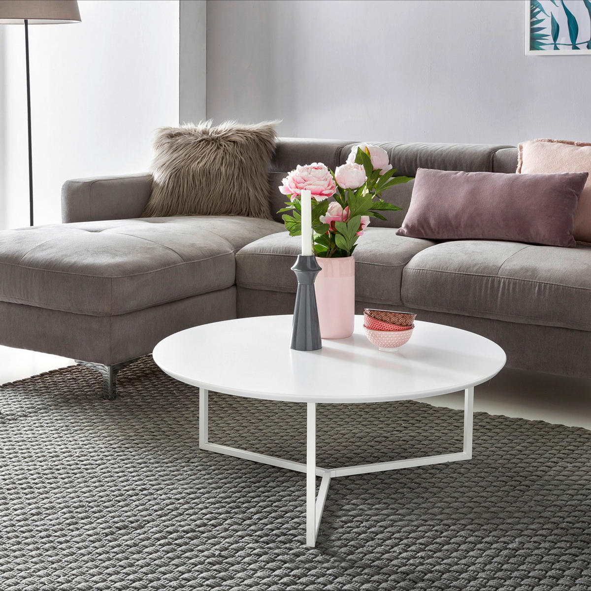 Couchtisch weiß weiß Lack matt B/H/T: ca. 80x33x80 cm Couchtisch - weiß (80,00/33,00/80,00cm) - Wohnling