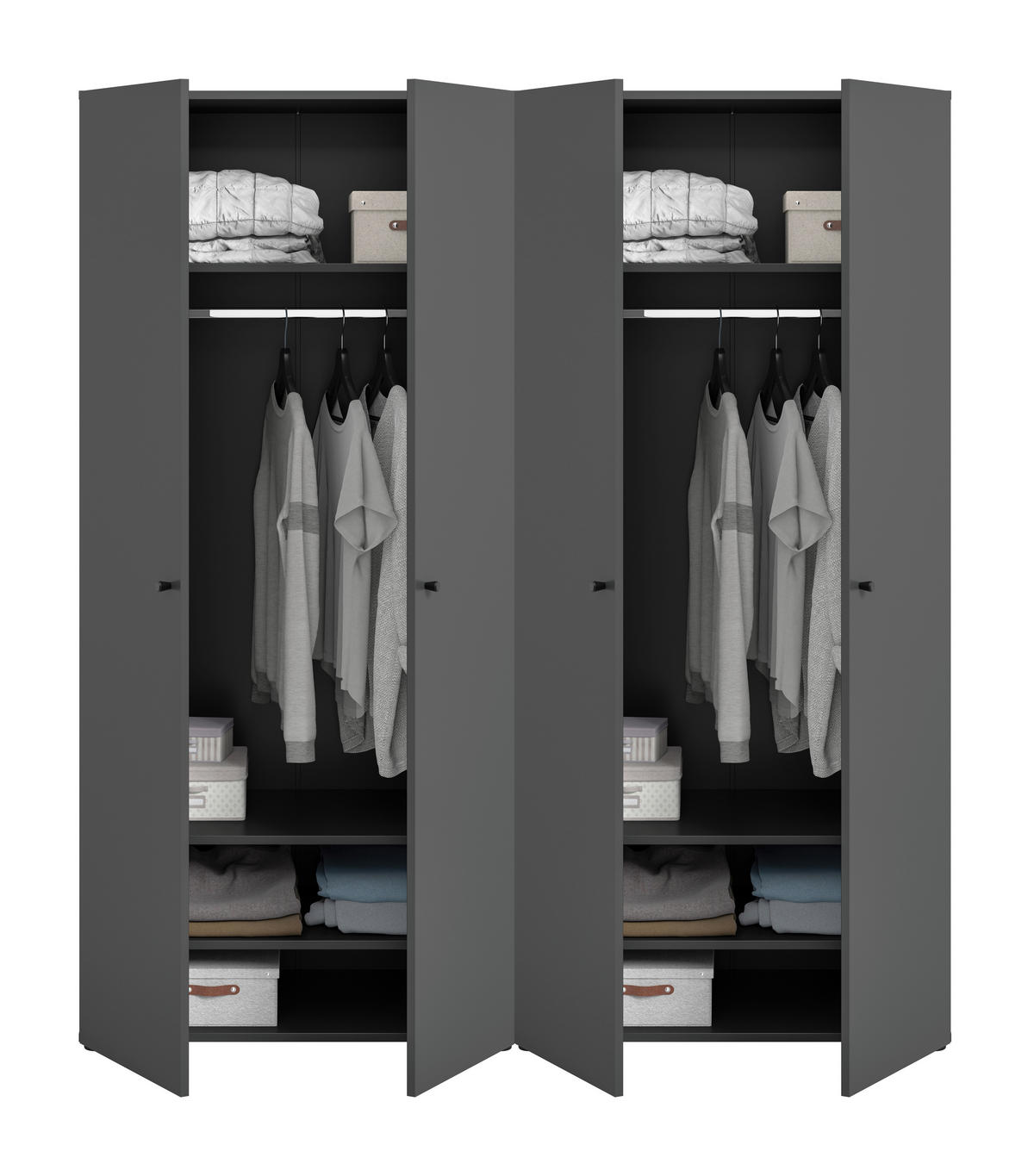 Kleiderschrank DARWIN anthrazit B/H/T: ca. 160x176x51 cm DARWIN - anthrazit (160,00/176,00/51,00cm) - xonox.home