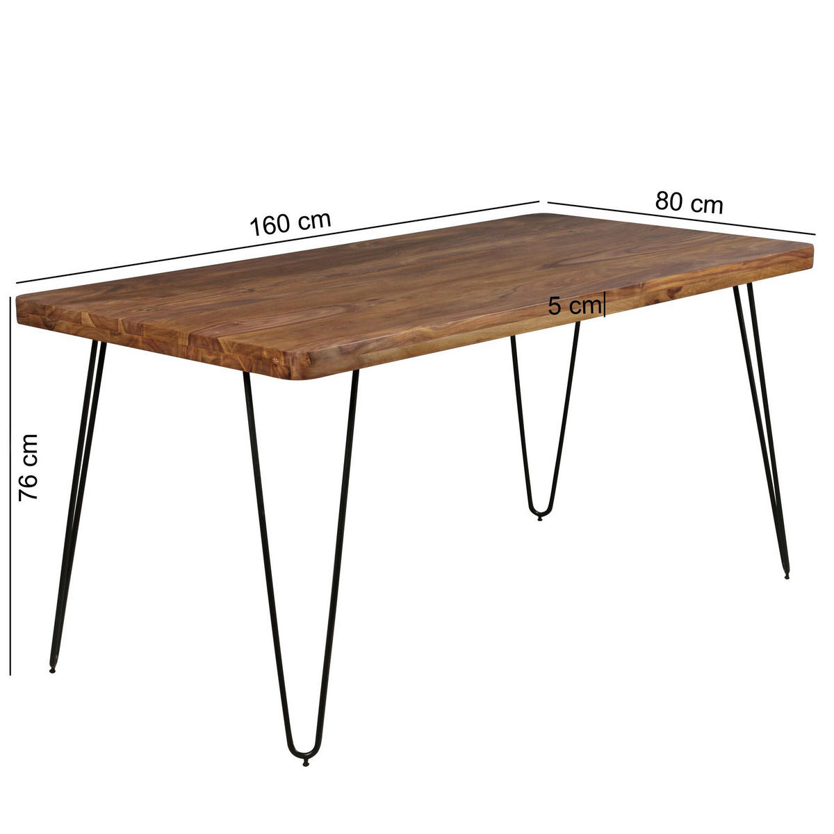 Esstisch natur schwarz B/H/T: ca. 160x76x80 cm Esstisch - natur/schwarz (160,00/76,00/80,00cm) - Wohnling