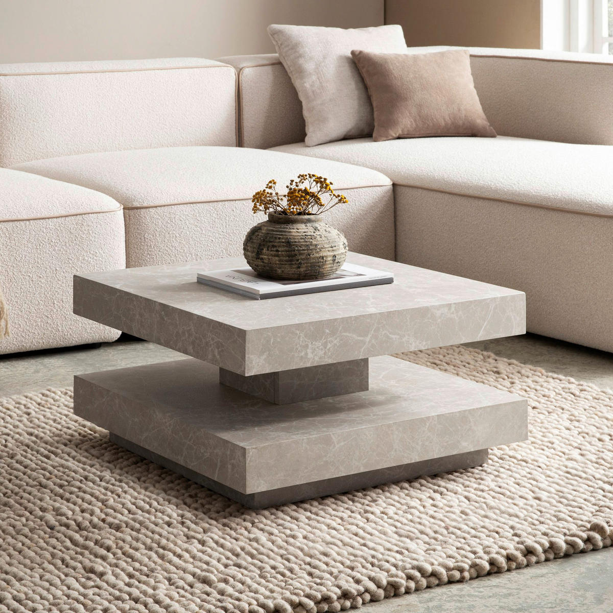 Couchtisch sand B/H/T: ca. 60x34x60 cm Couchtisch - sand (60,00/34,00/60,00cm) - Wohnling