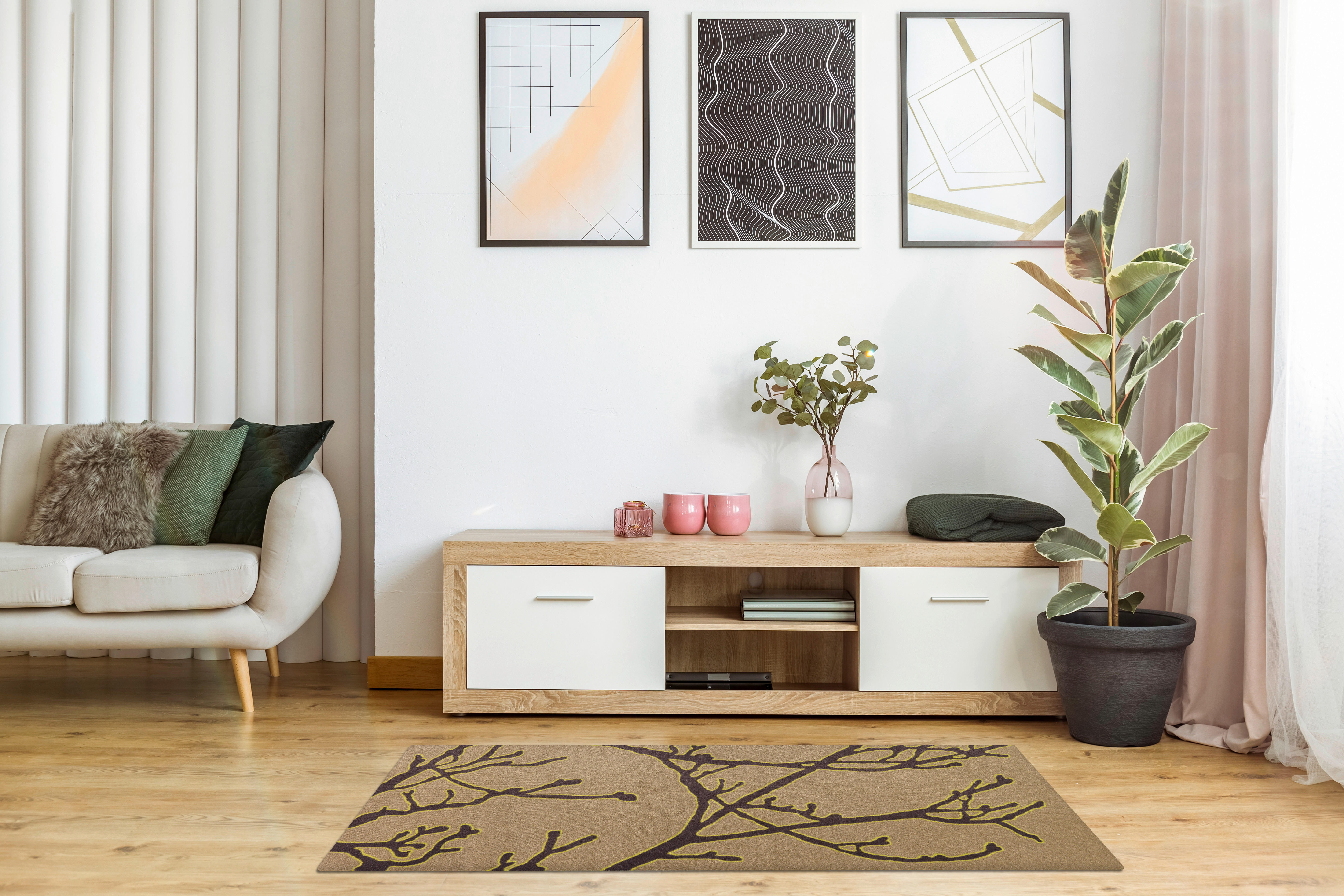 Arte Espina Kurzflorteppich Living Mat 57 sand B/L: ca. 64x168 cm Living Mat 57 - braun/sand (64,00/168,00cm) - Arte Espina