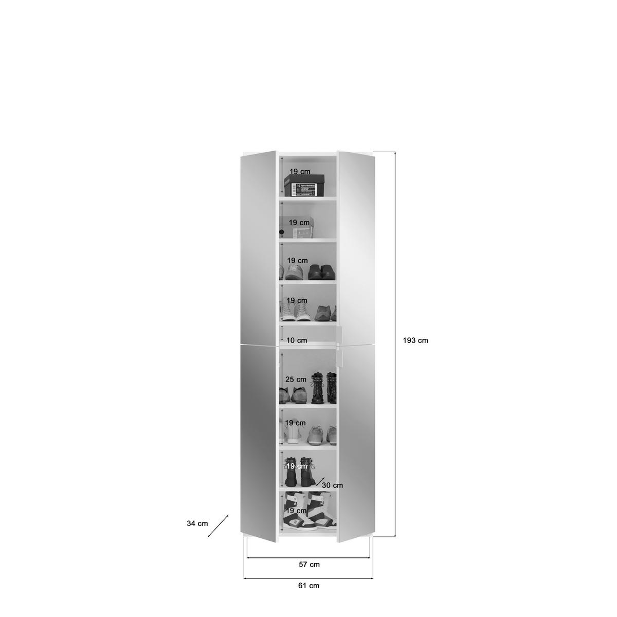 Garderobe PROJEKT Eiche Artisan Nachbildung weiß Hochglanz Spiegel B/H/T: ca. 273x193x34 cm PROJEKT - Eiche/weiß (273,00/193,00/34,00cm) - xonox.home