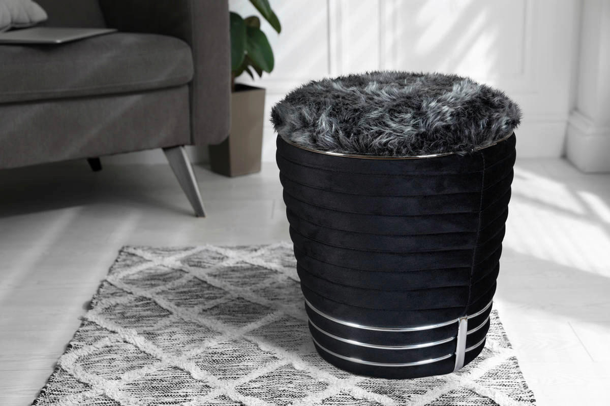360 Living Hocker Doric 300 schwarz Graphit H/D: ca. 50x42 cm Doric 300 - schwarz/Graphit (42,00/50,00cm) - 360 Living