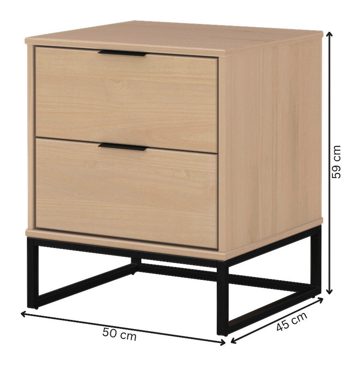 Kommode Luna 2S Oak B/H/L: ca. 45x58,6x50 cm Luna 2S - Oak (50,00/45,00/58,60cm) - Inter Link