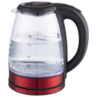 MICHELINO Glas-Wasserkocher 74354 schwarz rot Glas Edelstahl Kunststoff B/H/T: ca. 20x23x11 cm ca. 1,7 l Wasserkocher_Glas_74354 - rot/schwarz (20,00/23,00/11,00cm) - MICHELINO
