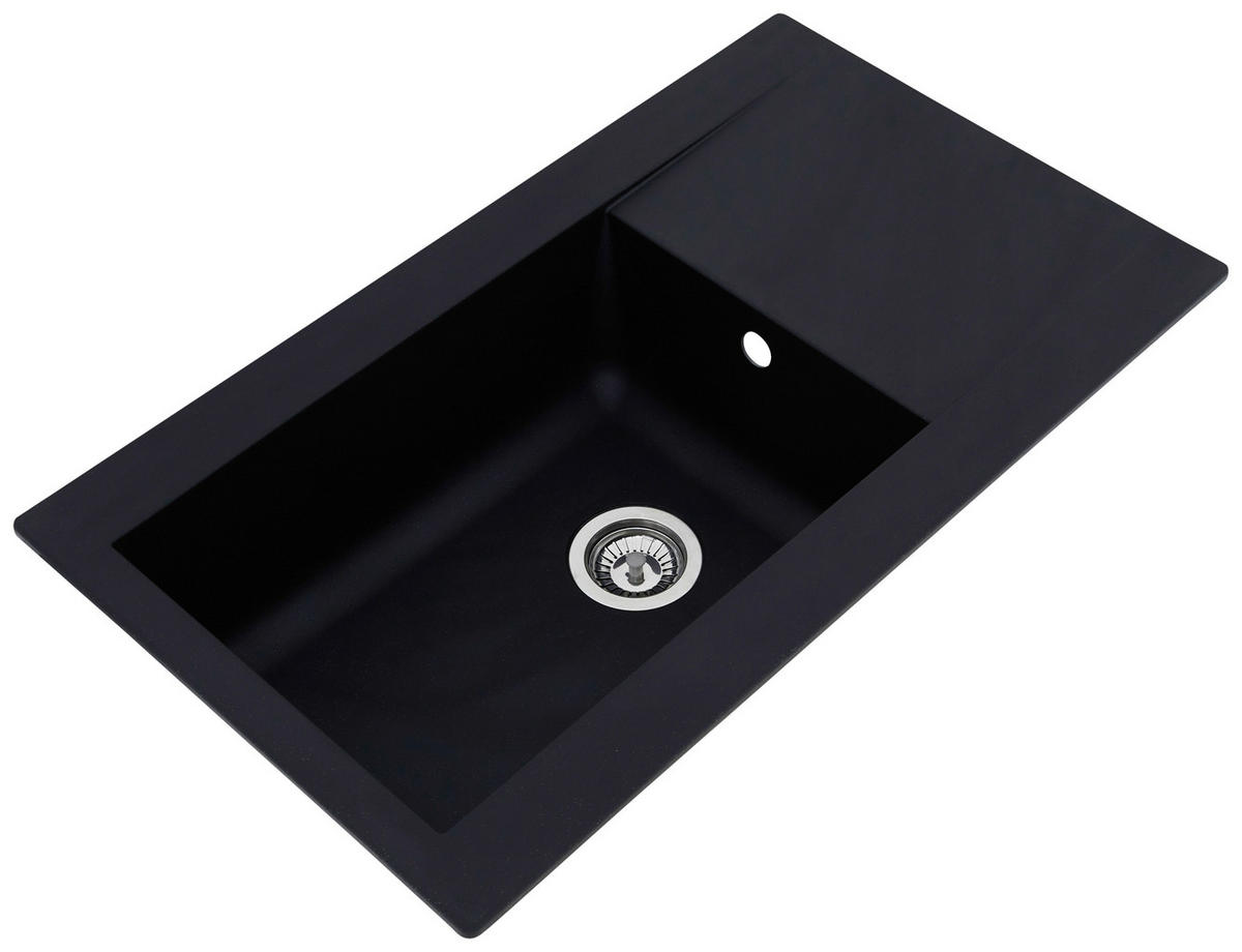 Respekta Einbauspüle Denver 86 x 50 S schwarz Mineralite B/H/T: ca. 86x20x50 cm Denver 86 x 50 S - schwarz (86,00/20,00/50,00cm) - Respekta