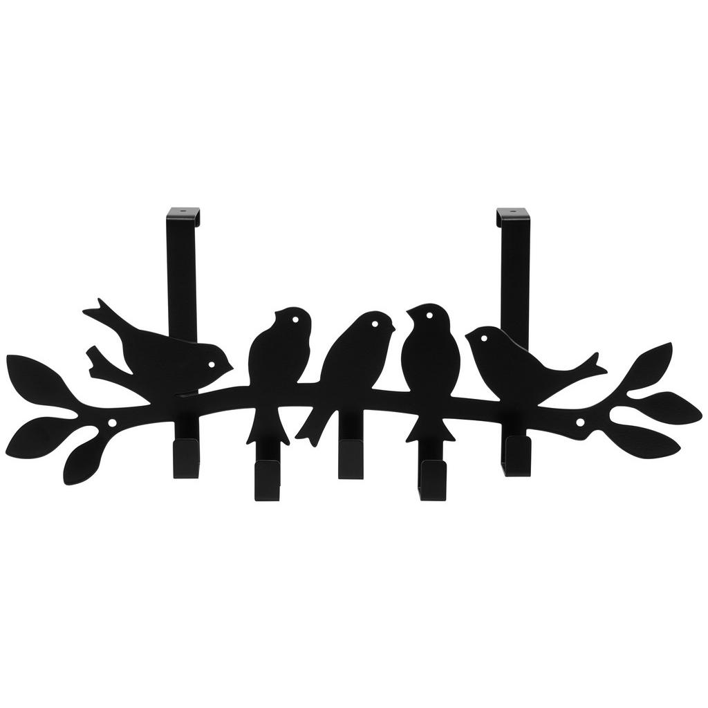 Thumbnail - Garderobenleiste Birds schwarz Metall B/H/T: ca. 48x19x7 cm