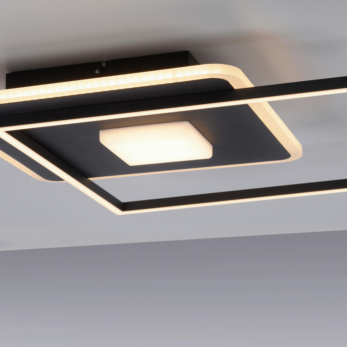 Just Light LED-Deckenleuchte DOMINO 15045-18 weiß schwarz Metall Kunststoff B/H/T: ca. 45x6,5x45 cm 1 Brennstellen DOMINO - weiß/schwarz (45,00/6,50/45,00cm) - Just Light