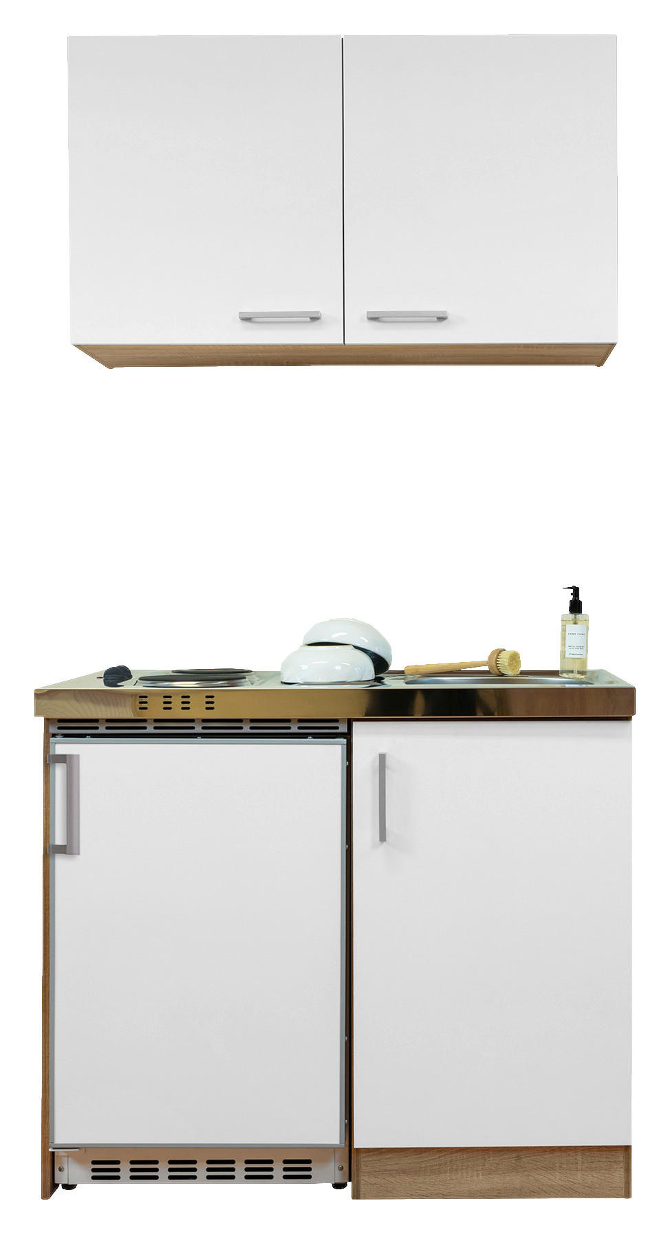 Respekta Miniküche 100 weiß matt B/H/T: ca. 100x200x60 cm 100 - Eiche/weiß (100,00/200,00/60,00cm) - Respekta