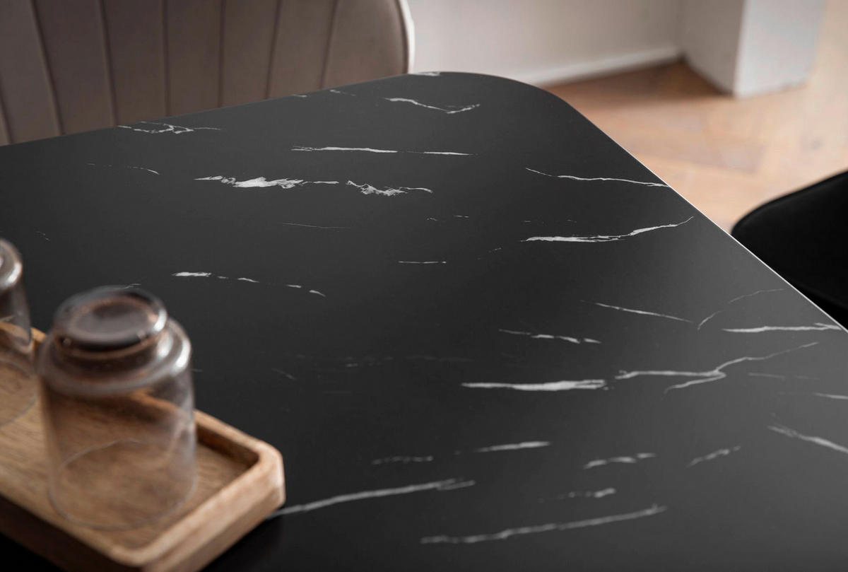 Esstisch schwarz Marmor Optik B/H/T: ca. 140x76x80 cm Esstisch - schwarz (140,00/76,00/80,00cm) - Wohnling