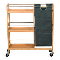 Kesper Nischenwagen grau Bambus B/H/L: ca. 24,5x9,5x79 cm Nischenwagen mit Flaschensammler - natur/grau (79,00/24,50/9,50cm) - Kesper