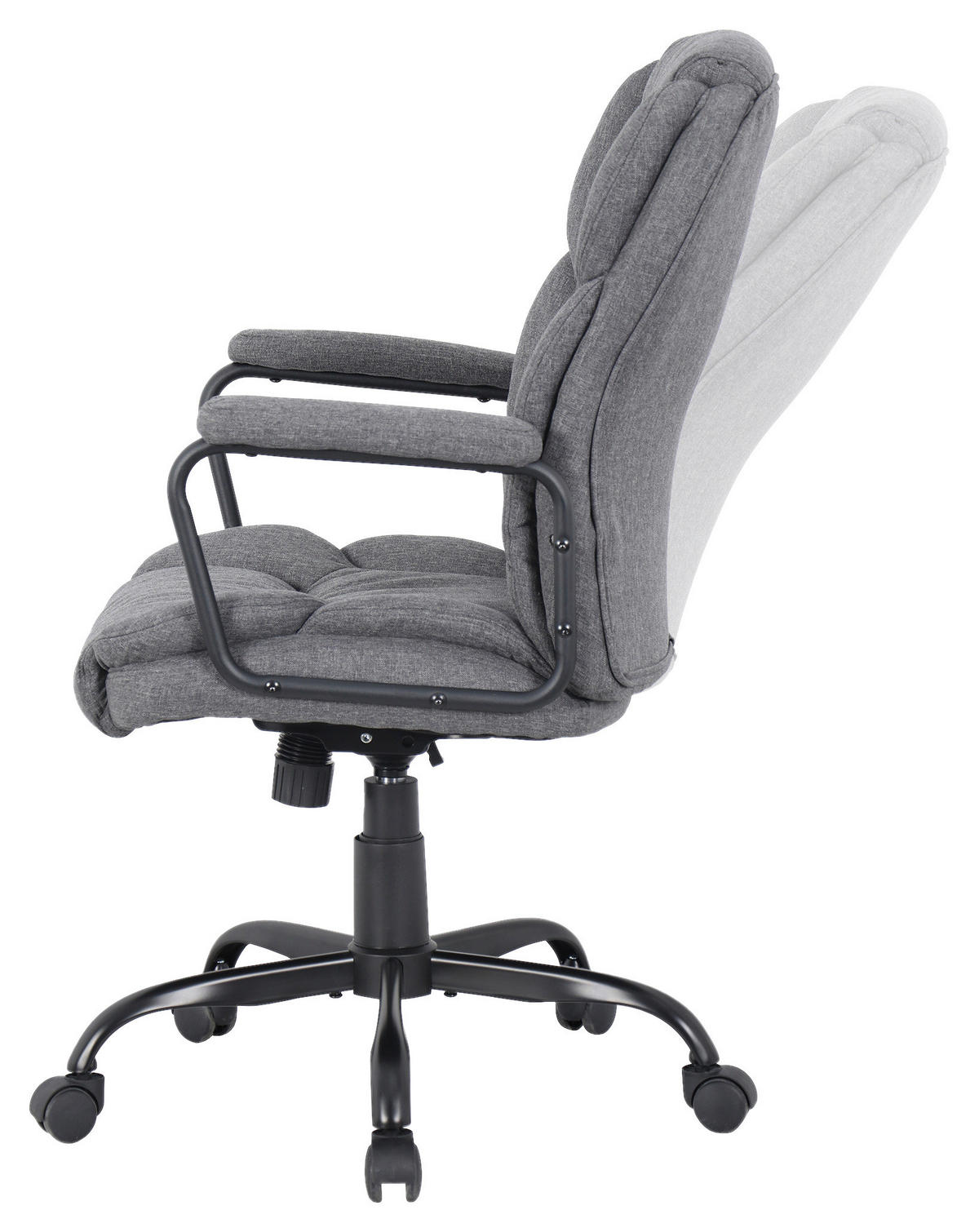 Chefsessel STING schwarz grau Metall Stoff STING - schwarz/grau (57,00/109,00/67,00cm) - byLIVING