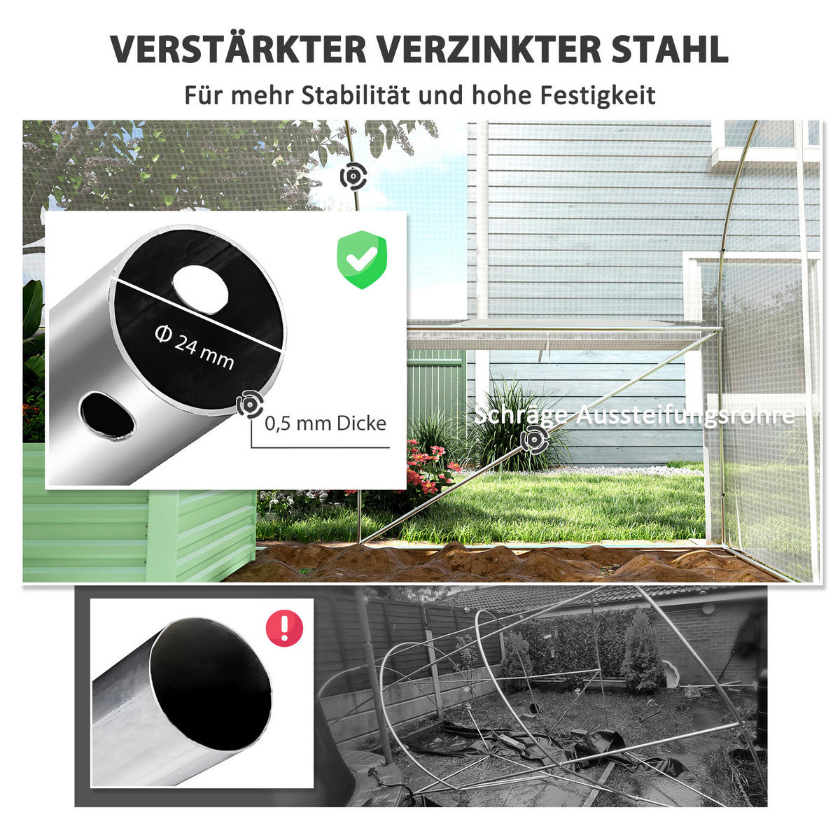 Outsunny Gewächshaus B/H/L: ca. 300x200x595 cm Gewächshaus - weiß (595,00/300,00/200,00cm) - Outsunny