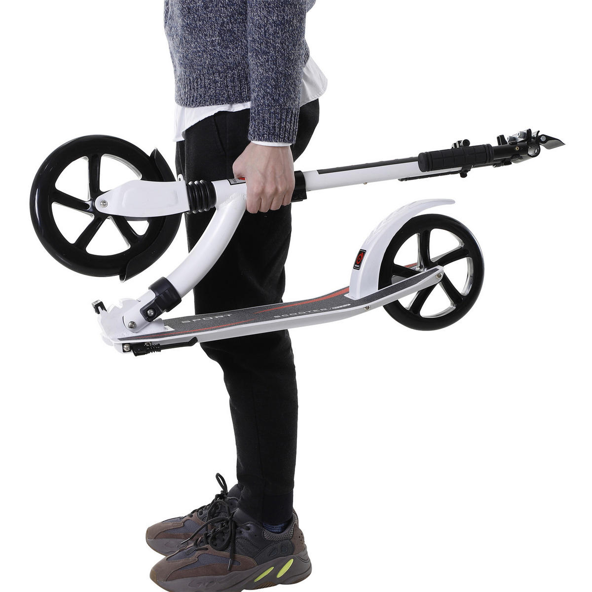 HOMCOM Tretroller weiß B/H/L: ca. 37,5x101,5x92,5 cm Tretroller - weiß (92,50/37,50/101,50cm) - HOMCOM
