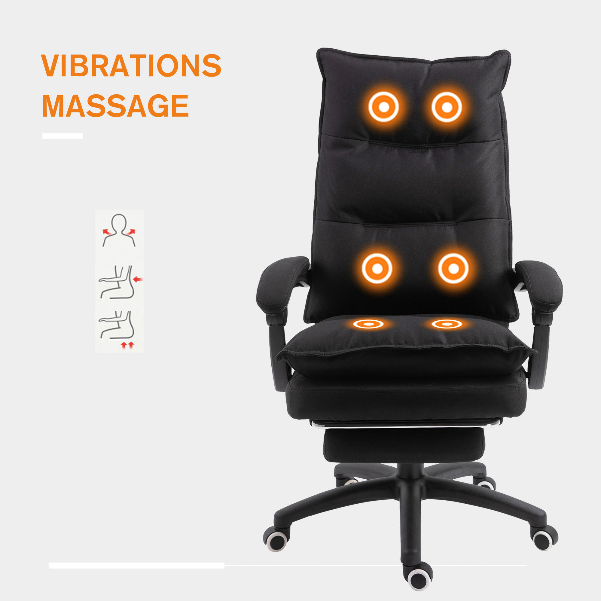Vinsetto Massagestuhl MH02-0758 schwarz Schaumstoff Nylon Massagestuhl MH921-232BK - schwarz - Vinsetto