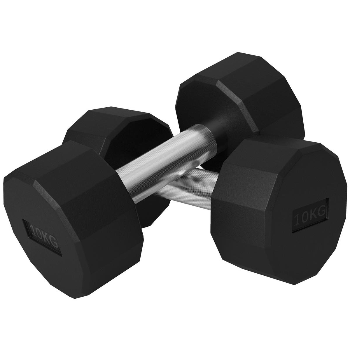 SPORTNOW Hantel schwarz Gummi B/H/L: ca. 13x13x26 cm Hantel-Set 2 x 10 kg - schwarz (26,00/13,00/13,00cm) - SPORTNOW