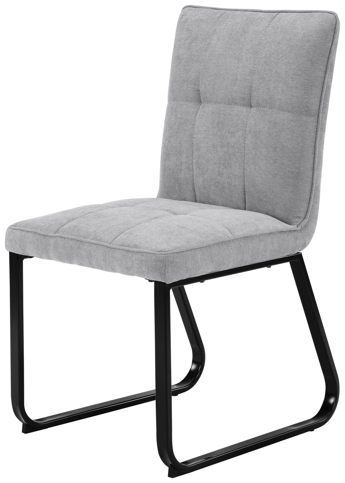 Stuhl TALEA  2er-Set hellgrau schwarz Webstoff Metall B/H/T: ca. 46x86x55 cm TALEA  2er-Set - hellgrau/schwarz (46,00/86,00/55,00cm) - byLIVING
