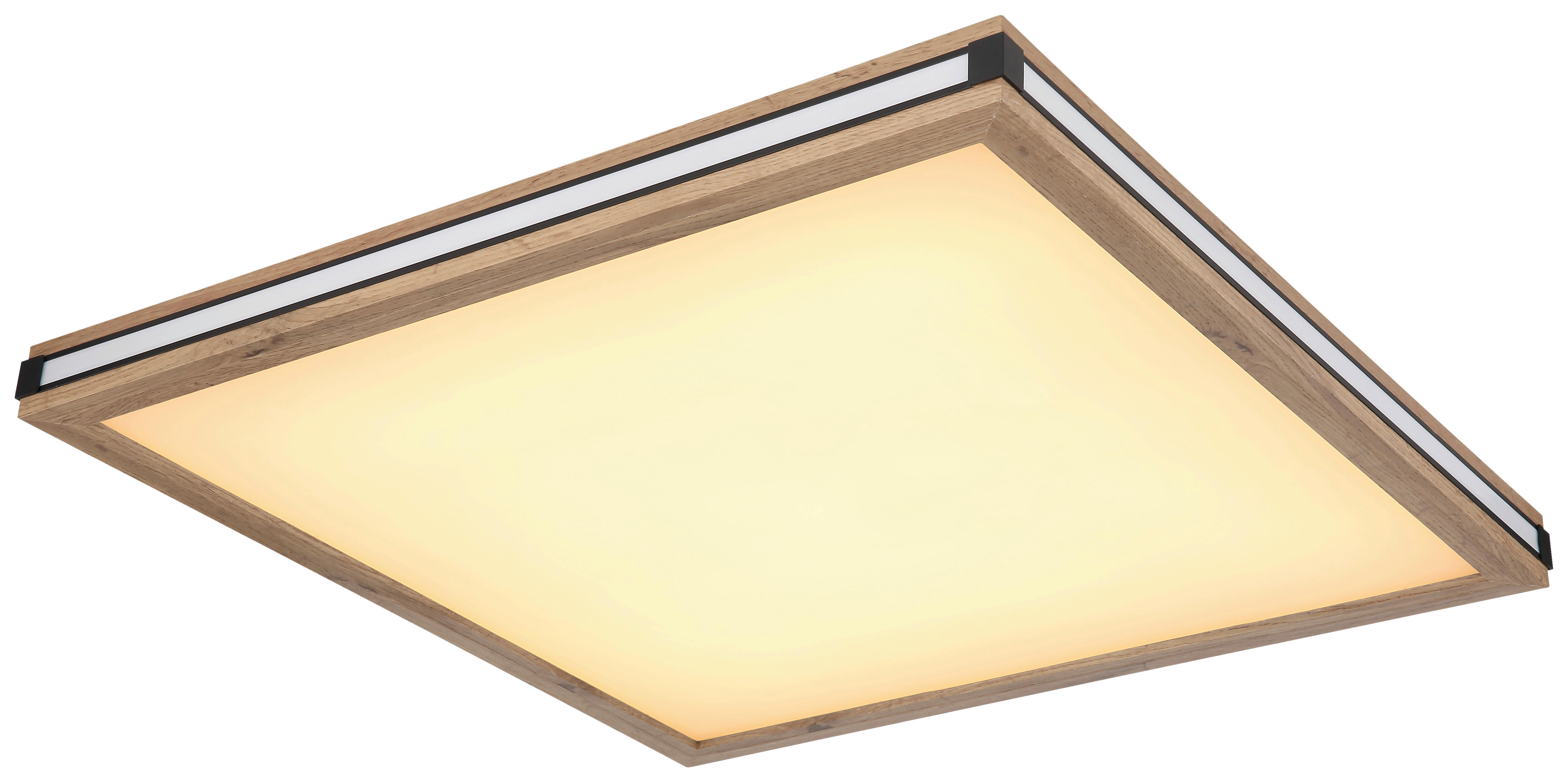GLOBO LED-Deckenleuchte mattschwarz dunkelbraun weiß Kunststoff MDF Metall B/H/T: ca. 60x7,5x60 cm CARLA - dunkelbraun/weiß (60,00/7,50/60,00cm) - GLOBO