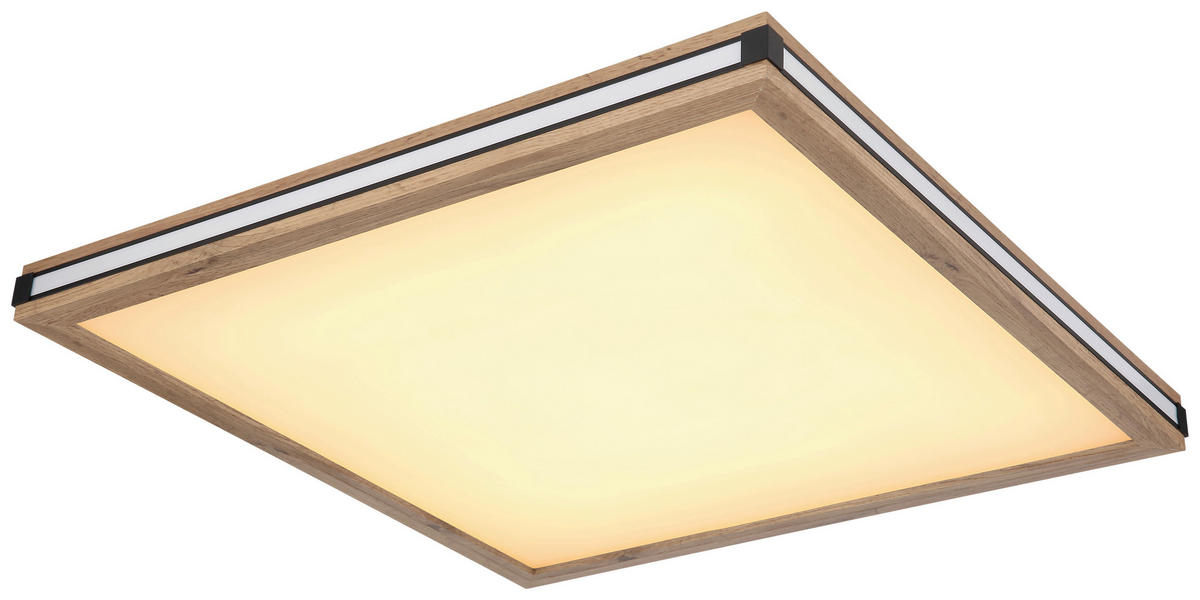 GLOBO LED-Deckenleuchte mattschwarz dunkelbraun weiß Kunststoff MDF Metall B/H/T: ca. 60x7,5x60 cm CARLA - dunkelbraun/weiß (60,00/7,50/60,00cm) - GLOBO