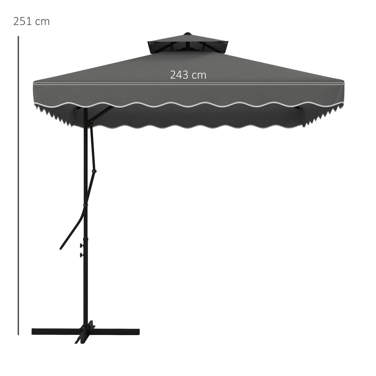 Outsunny Sonnenschirm dunkelgrau Metall B/H/L: ca. 243x251x243 cm Sonnenschirm - dunkelgrau (243,00/243,00/251,00cm) - Outsunny