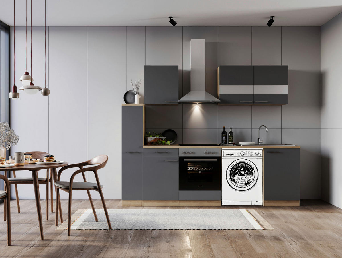 Respekta Küchenblock Merle grau B/H/T: ca. 250x200x60 cm Merle - Eiche/grau (250,00/200,00/60,00cm) - Respekta