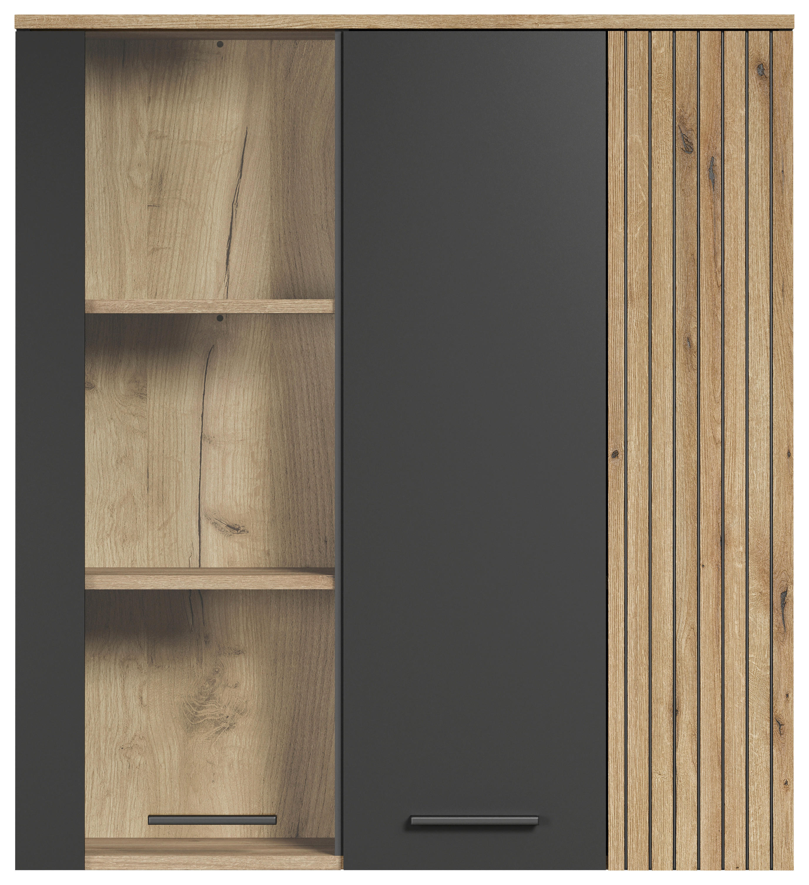 Hängevitrine Esteban anthrazit Eiche Evoke Coast Nachbildung B/H/T: ca. 90x99x34 cm Esteban - Eiche/anthrazit (90,00/99,00/34,00cm)
