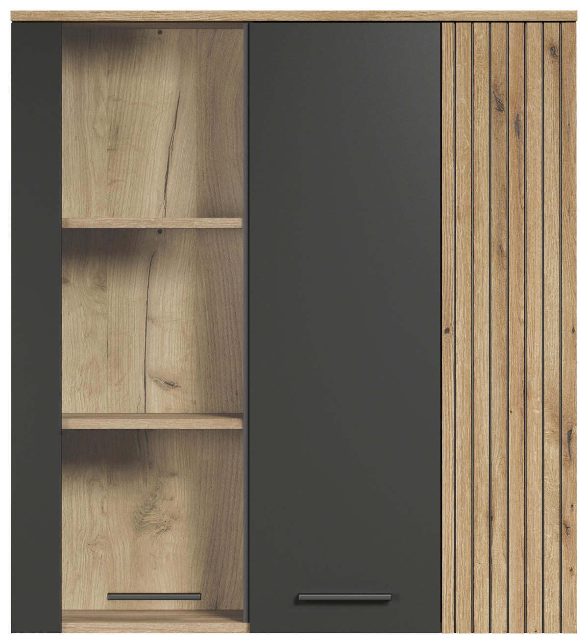 Hängevitrine Esteban anthrazit Eiche Evoke Coast Nachbildung B/H/T: ca. 90x99x34 cm Esteban - Eiche/anthrazit (90,00/99,00/34,00cm)