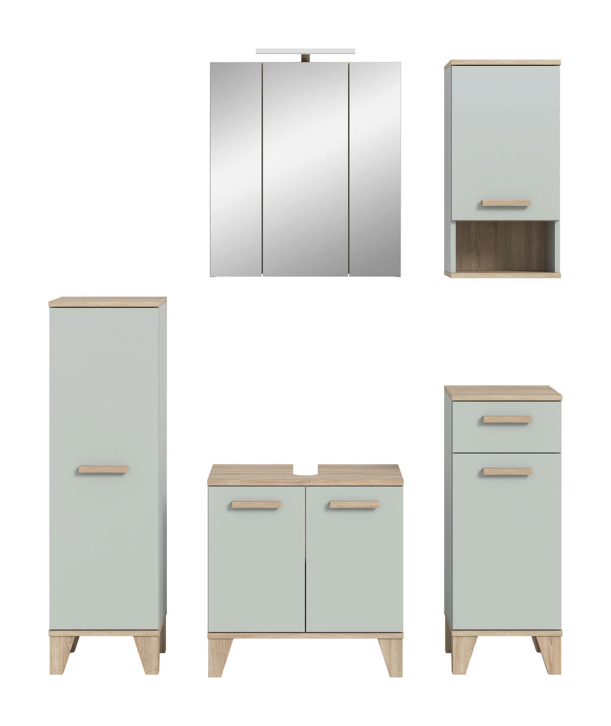 Badezimmer-Set STAR hellgrün Eiche hell Nachbildung B/H/T: ca. 158x190x34 cm STAR - hellgrün (158,00/190,00/34,00cm) - xonox.home