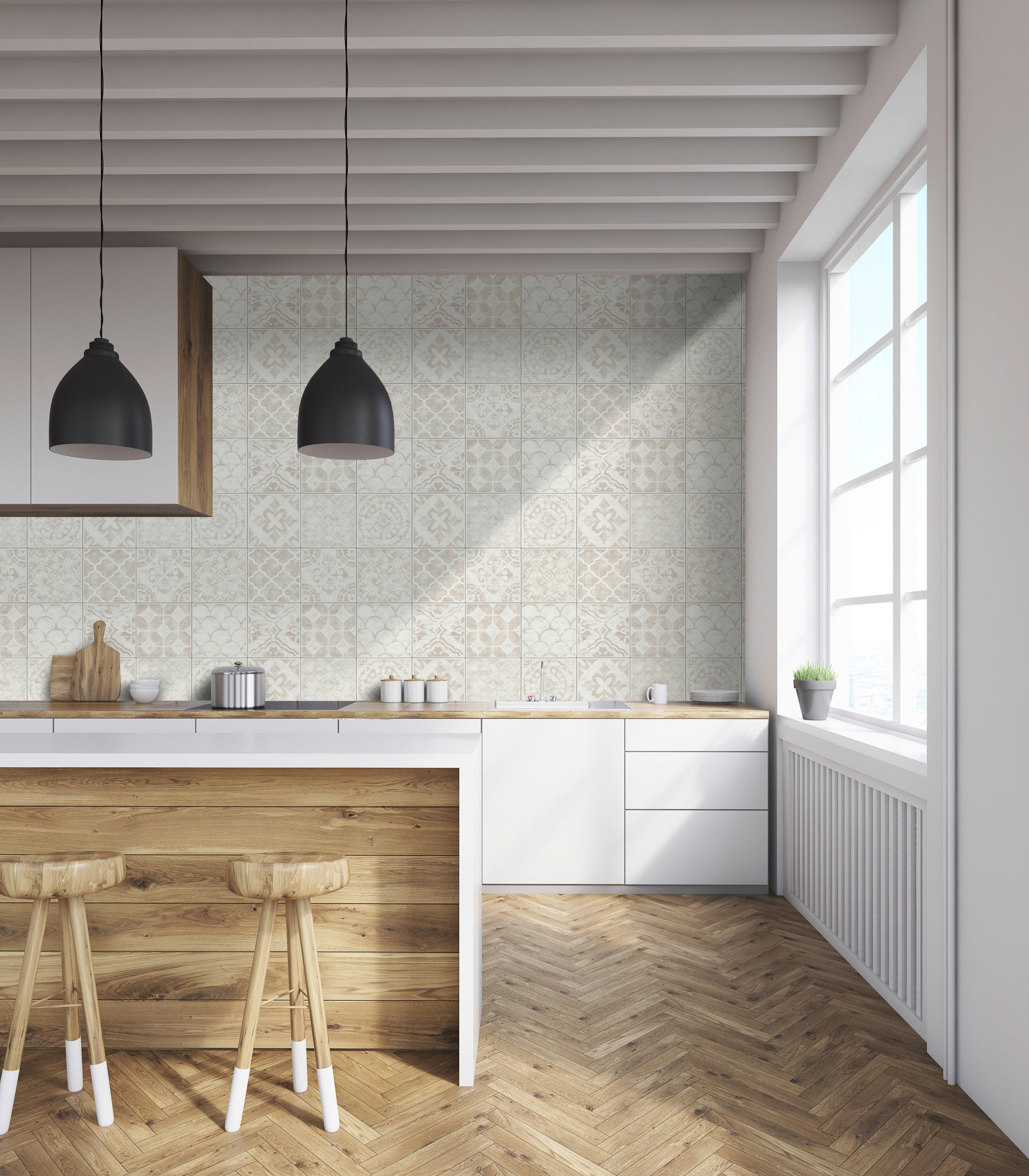 UGEPA Vinyltapete Fliesenoptik taupe B/L: ca. 53x1005 cm glitzernd Vinyltapete_A588_07 - taupe (53,00/1005,00cm) - UGEPA