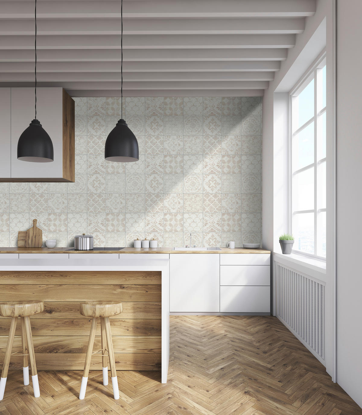 UGEPA Vinyltapete Fliesenoptik taupe B/L: ca. 53x1005 cm glitzernd Vinyltapete_A588_07 - taupe (53,00/1005,00cm) - UGEPA