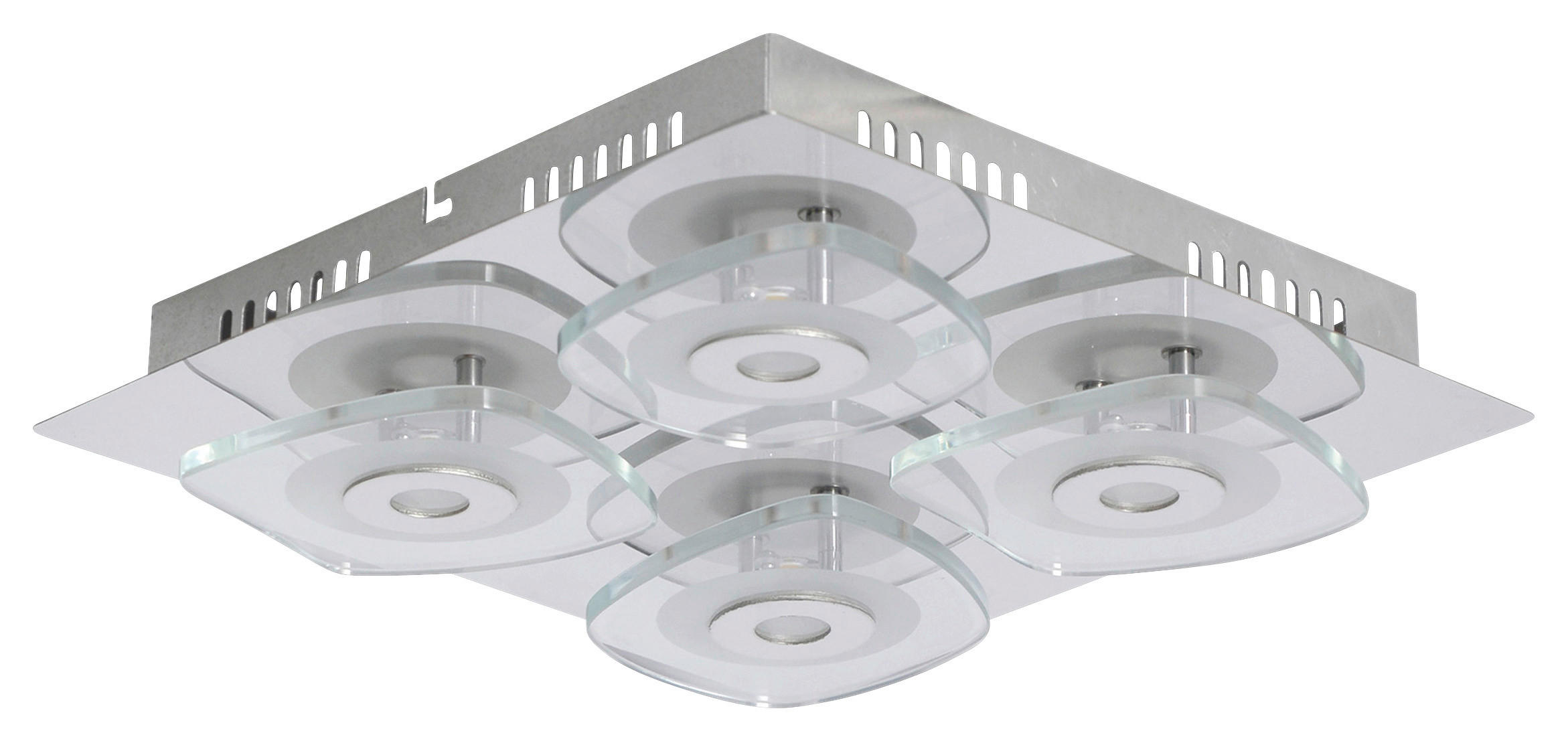 Näve Leuchten LED-Wand- und Deckenleuchte Lucca NV1190959 silber Metall Glas B/H/L: ca. 31x7x31 cm null 4 Brennstellen LED Wand- und Deckenleuchte "Lucca" - silber (31,00/31,00/7,00cm) - Näve Leuchten