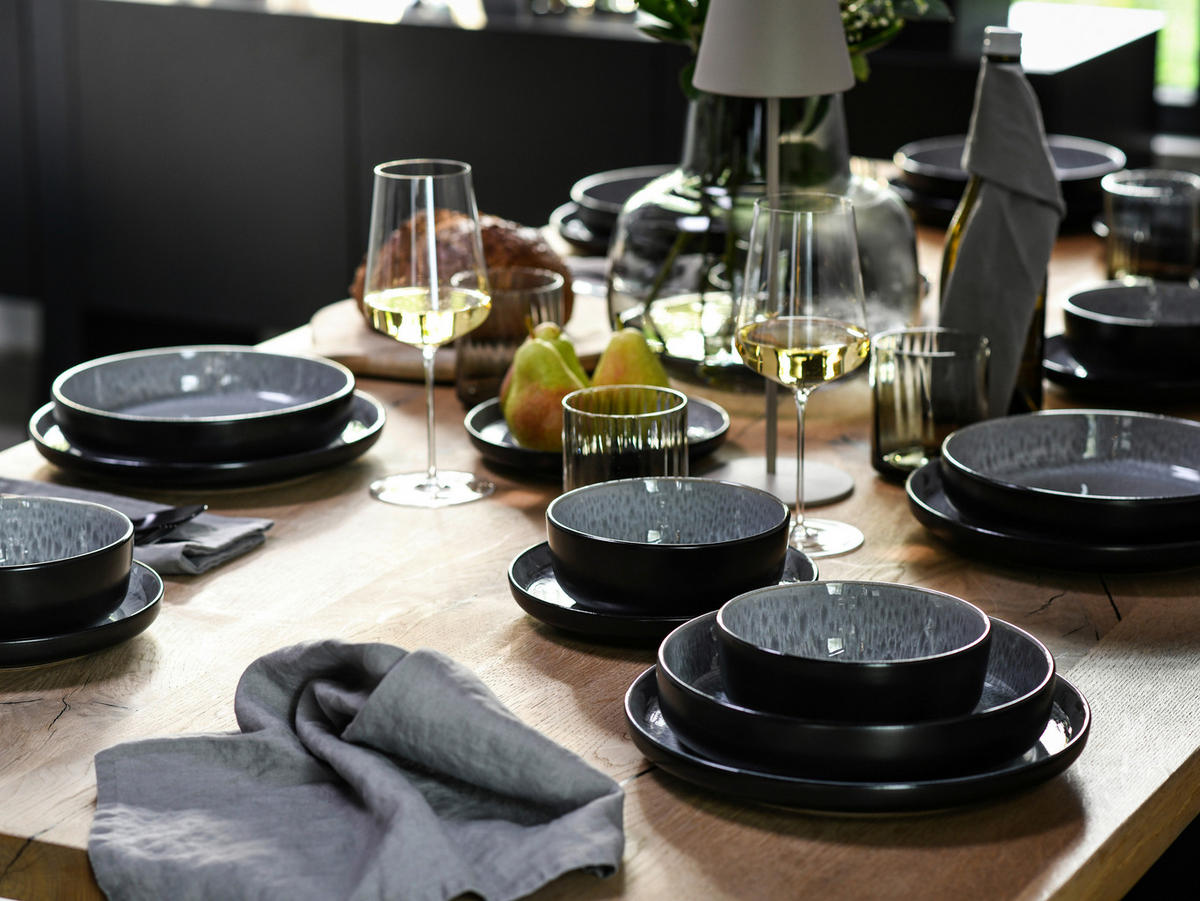 CreaTable Schalen-Set Nordic Fjord Frost grau Steinzeug D: ca. 15,5 cm Nordic Fjord Frost - grau (15,50cm) - CreaTable