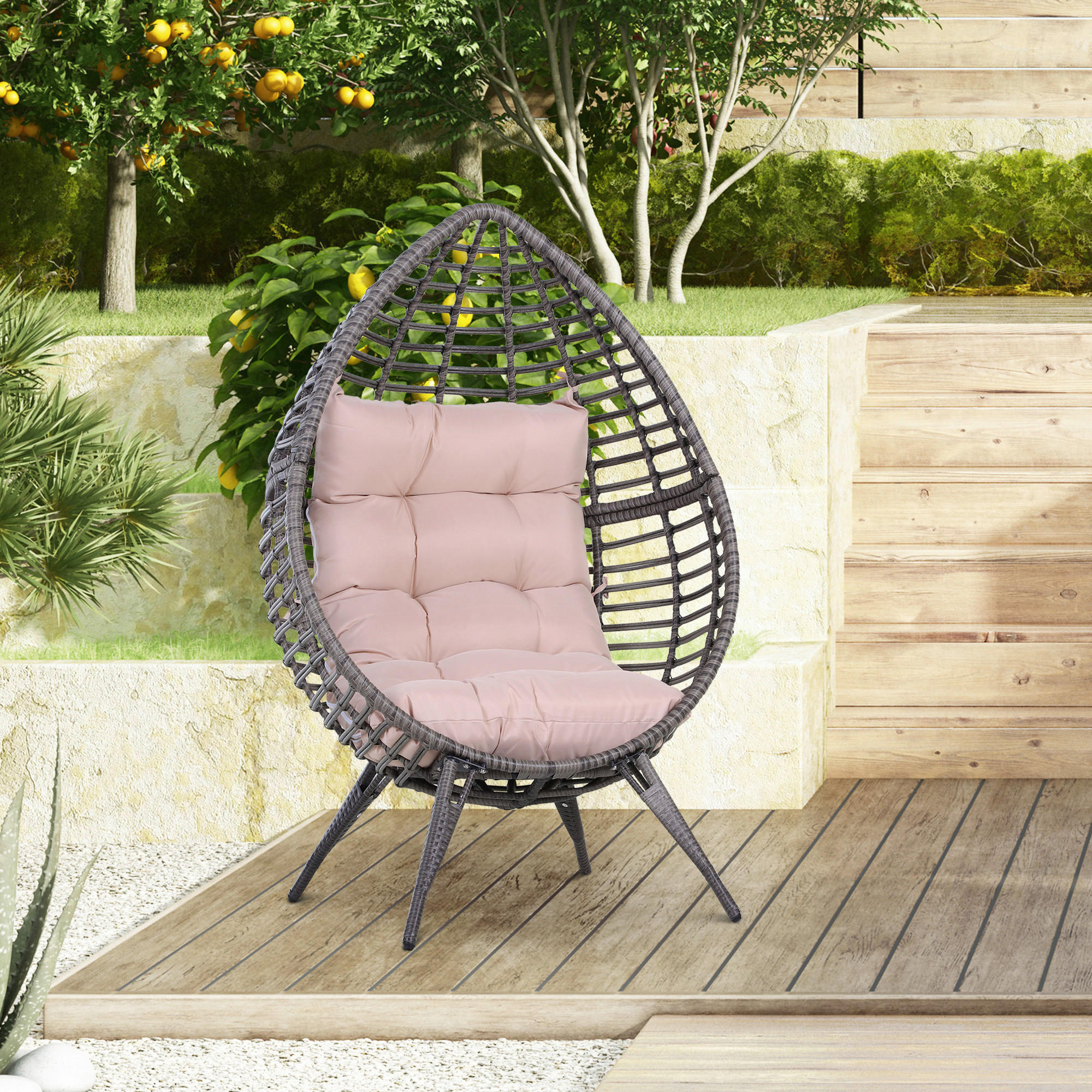 Outsunny Gartensessel bunt Polyrattan B/...