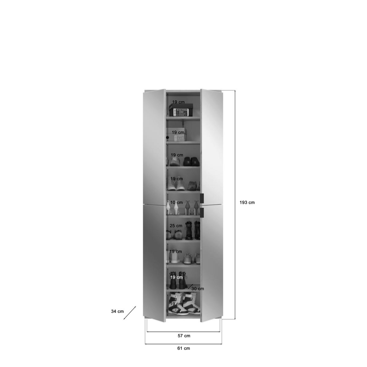 Spiegelschrank PROJEKT Eiche Artisan Nachbildung Spiegel Spanplatte B/H/T: ca. 61x193x34 cm PROJEKT - Eiche (61,00/193,00/34,00cm) - xonox.home