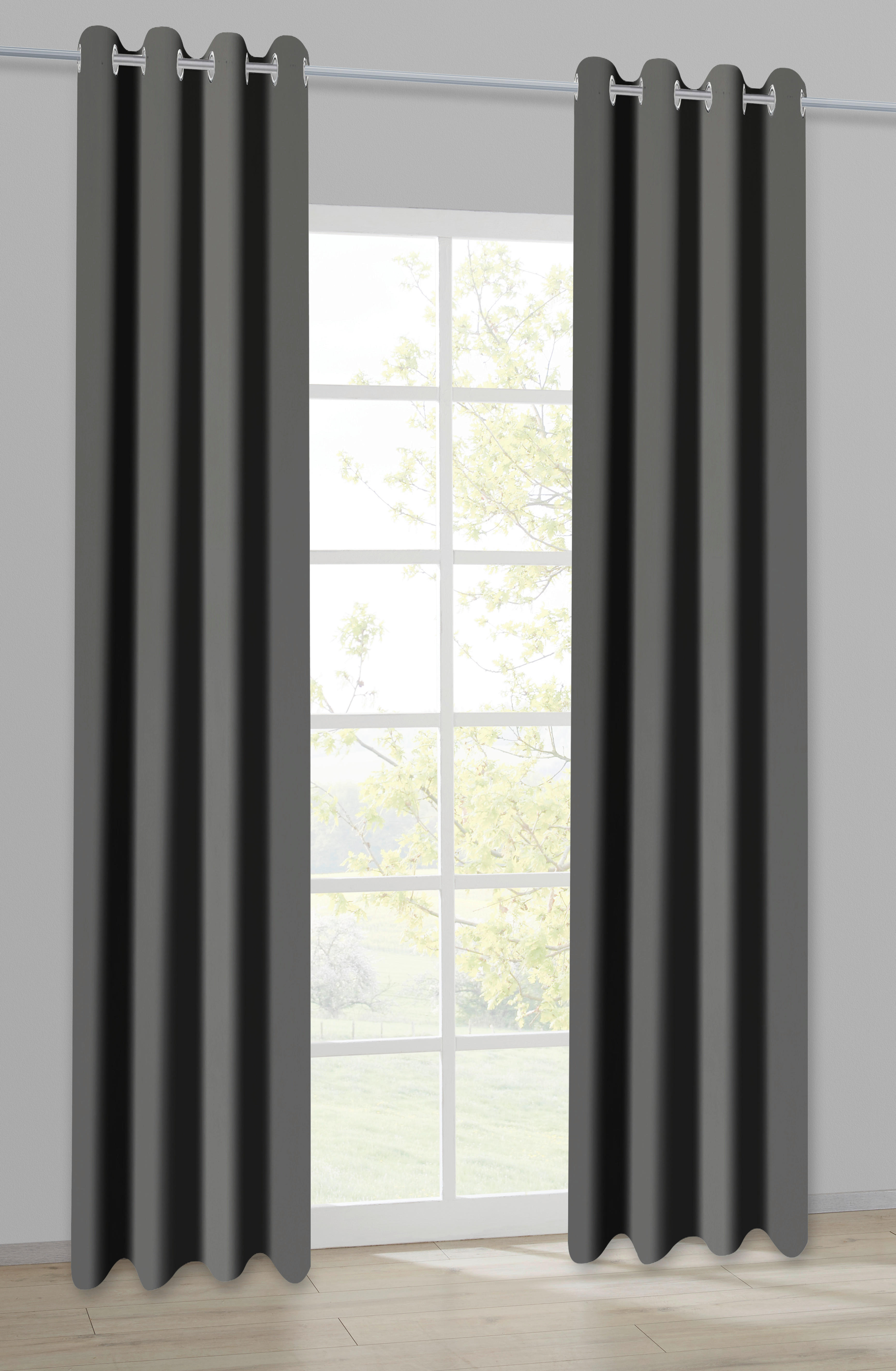 Ösenvorhang Samt anthrazit B/L: ca. 135x245 cm Samt - anthrazit (135,00/245,00cm)